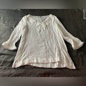 Counterparts Boho Cottagecore Crochet Top Tunic Coverup White Large